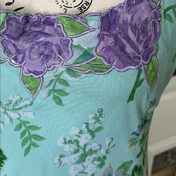 April Cornell Aqua and Lavender Floral Maxi Dress - Picture 8 of 13